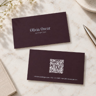 Carte De Visite Plum Bleu Minimaliste QR Créatif Professionnel