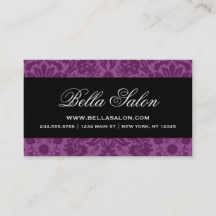 Carte De Visite Plum Purple et noir Elegant Vintage Damask