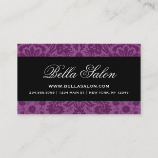Carte De Visite Plum Purple et noir Elegant Vintage Damask