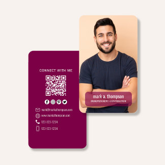 Carte De Visite Plum QR Code Photo Connect Modern Minimal