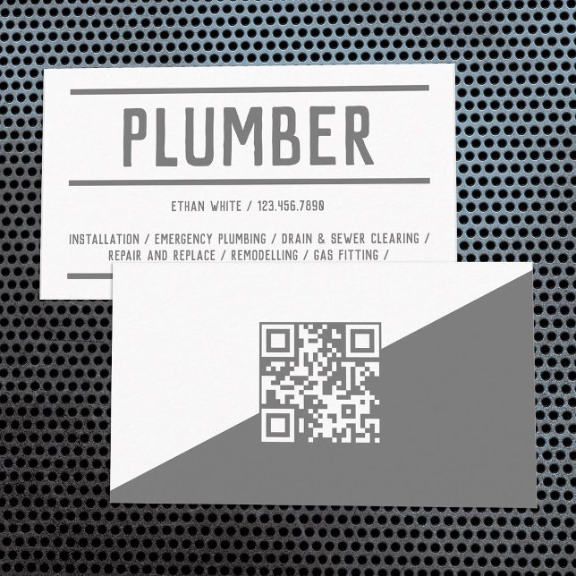 Carte De Visite Plumage QR personnalisée (Custom QR Plumbing Business Cards)