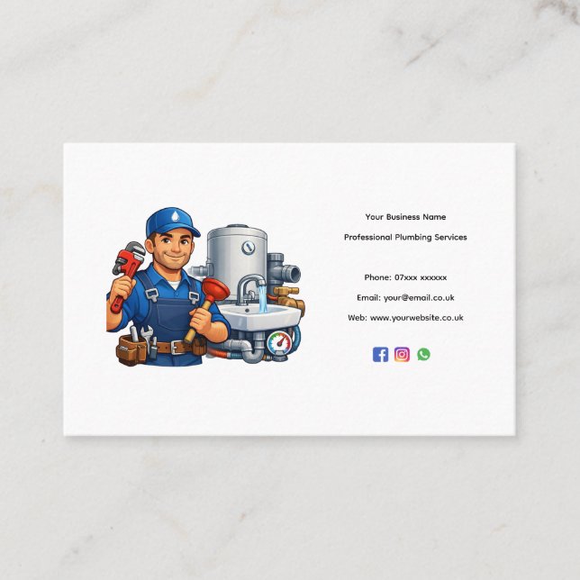 Carte De Visite Plumber Business Card Template – Professional Edit (Devant)