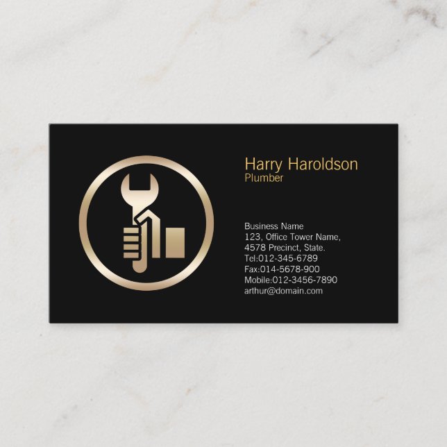 Carte De Visite Plumber Plumbing Pipe Wrench  (Devant)