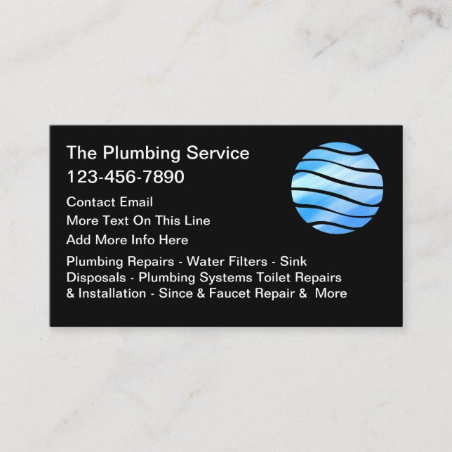 Carte De Visite Plumbing Service Plumber Business Cards (Devant)