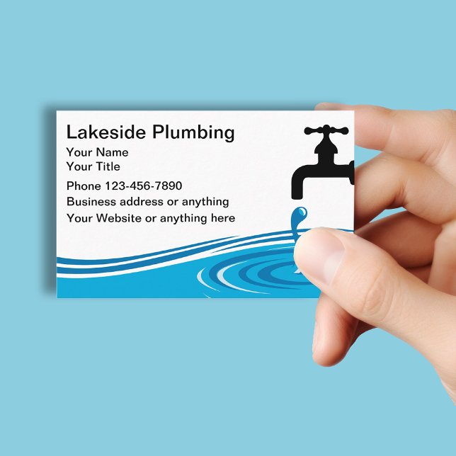 Carte De Visite Plumbing Service Water Leak Simple Graphic (Créateur téléchargé)