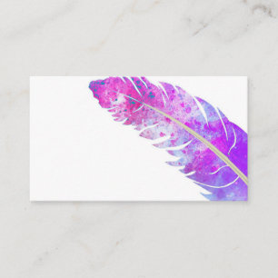Carte De Visite plume d'aquarelle violet tendance personnalisée