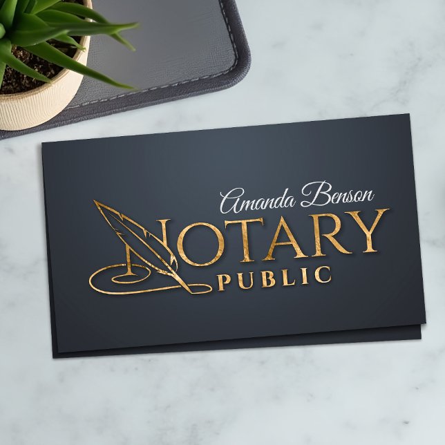 Carte De Visite Plume de calligraphie de notaire public (Créateur téléchargé)