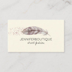 Carte De Visite Plume d'oiseau ange boho jaune dessinée à la main
