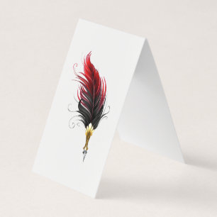 Carte De Visite Plume rouge avec pointe en or