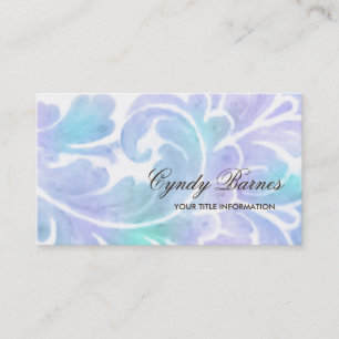 Carte de visite Plume violet et aquarelle Aqua