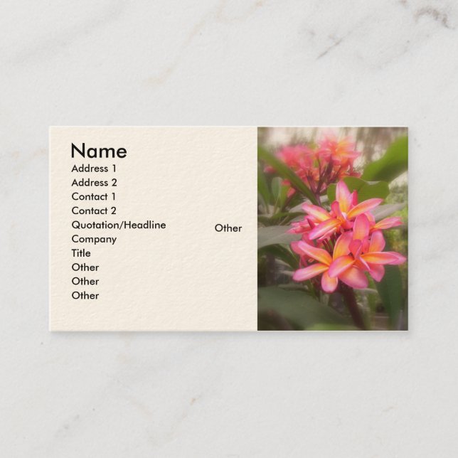 Carte De Visite Plumeria hawaïen (Devant)