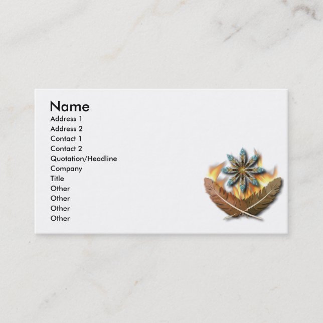 Carte De Visite plumes de buse à queue rousse indigène et flammes  (Devant)
