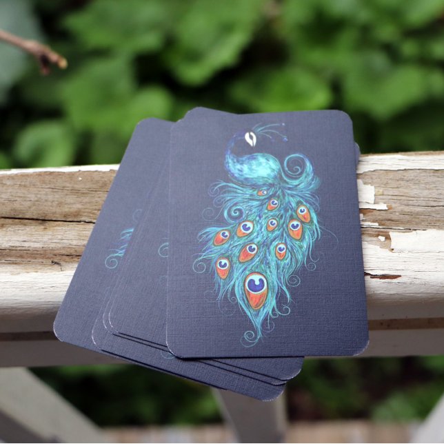 Carte De Visite Plumes de paon Peacocks Turquoises (Créateur téléchargé)