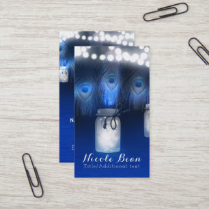 Carte De Visite Plumes de paon, pot Mason & Lumières rustiques