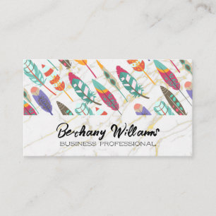 Carte De Visite Plumes   Marbre à huile d'or