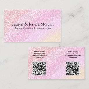 Carte De Visite Plusieurs noms de code QR 2 & coordonnées rose pai