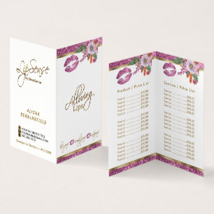 Carte De Visite Plutôt rose Parties scintillant Florale Lip Prix e