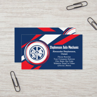 Carte De Visite Pneu Logo Patriotique Mécanicien Automobile Voitur