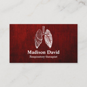 Carte De Visite Pneuthérapeute respiratoire rouge
