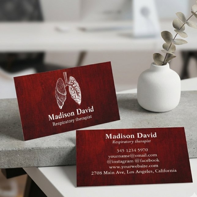 Carte De Visite Pneuthérapeute respiratoire rouge (Créateur téléchargé)