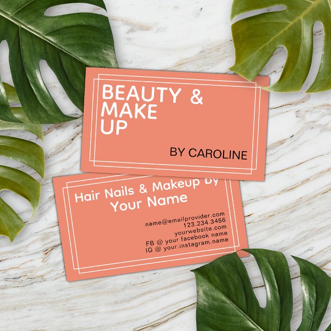 Carte De Visite Poche de corail noir blanc Poudre de maquillage (Créateur téléchargé)