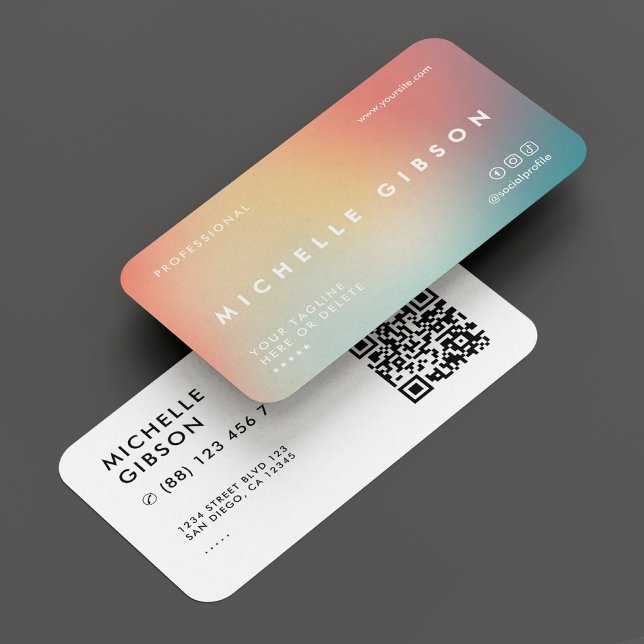 Carte De Visite Poche esthétique professionnelle minimale Turquois (Minimal Professional Aesthetic Ombre Peach Teal Business Card
)