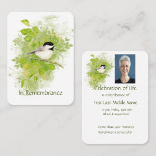 Carte De Visite Poche Keepsaké Memorial Chickadee Nature Oiseau Ar