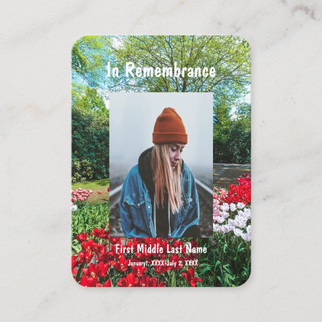 Carte De Visite Poche mémorial Keepsaké Tulipes Fleurs de jardin (Devant)