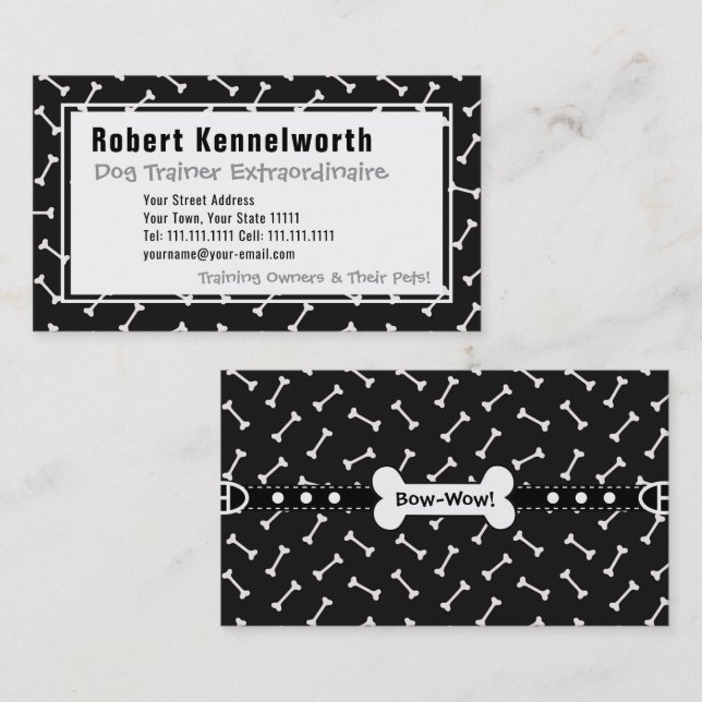 Carte De Visite Poches et os Drôle Design pour Amoureux de les chi (Devant / Derrière)