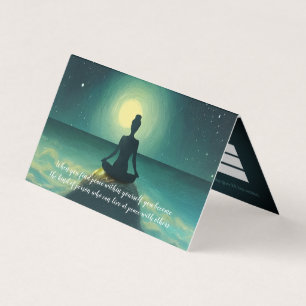 Carte De Visite Pochette de méditation Yoga sur Rock Moon Stars Ta