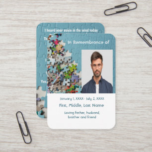 Carte De Visite Pocket Card Memorial Puzzle
