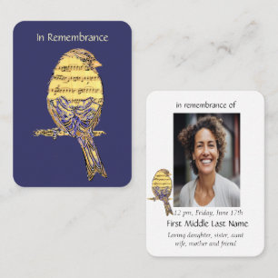 Carte De Visite Pocket Keepsaké mémorial Se souvenir de musique So