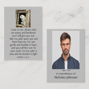 Carte De Visite Pocket Memorial Photo prière Barn Owl