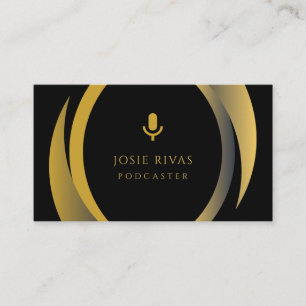 Carte De Visite Podcaster, Podcast Black & Gold