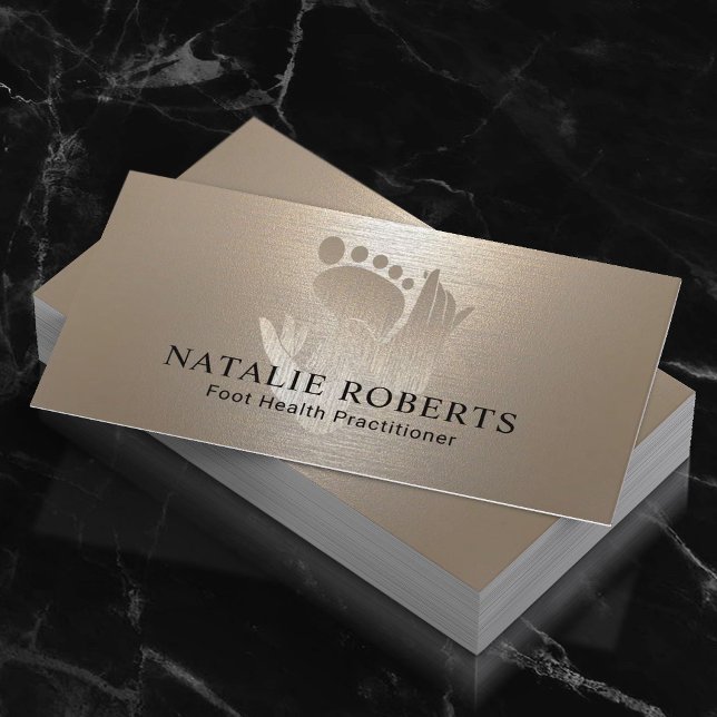 Carte De Visite Podiatriste Massage pieds Thérapie SPA Or brossé (Créateur téléchargé)