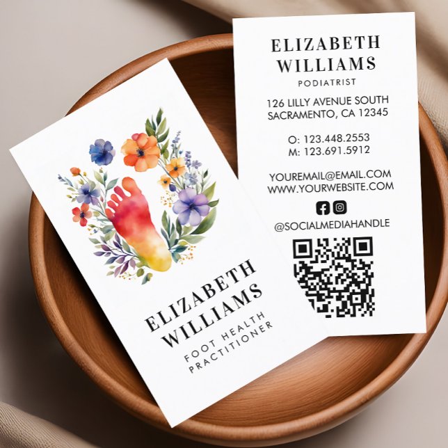 Carte De Visite Podiatriste Praticien en santé des pieds QR Code m (Créateur téléchargé)