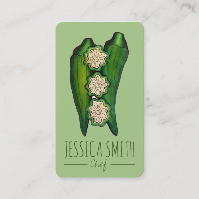 Carte De Visite Pods Okra Veggie Veggie Gumbo Southern Food (Devant)