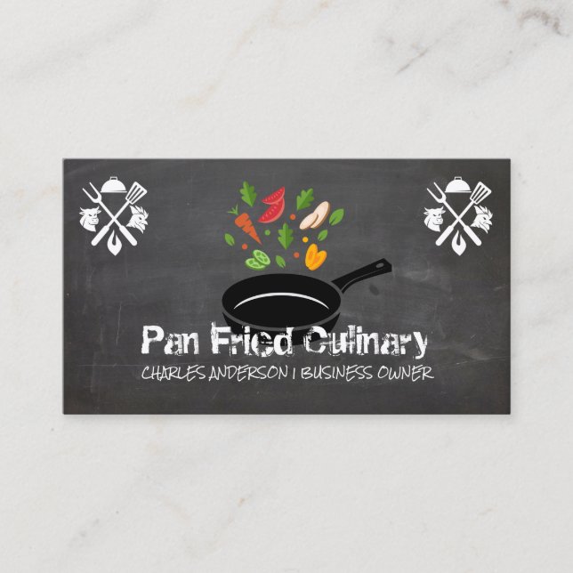 Carte De Visite Poêle à Stir Fry | Culinaire | Chef (Devant)
