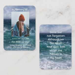 Carte De Visite Poème Mémorial Cadeau Océan Mer Plage