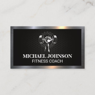 Carte De Visite Poids de levage   Fitness   Bordure métallique