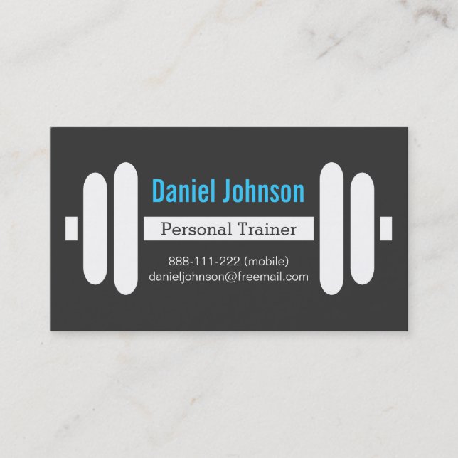 Carte De Visite Poids de Personal Trainer de Fitness Moderne Noir (Devant)