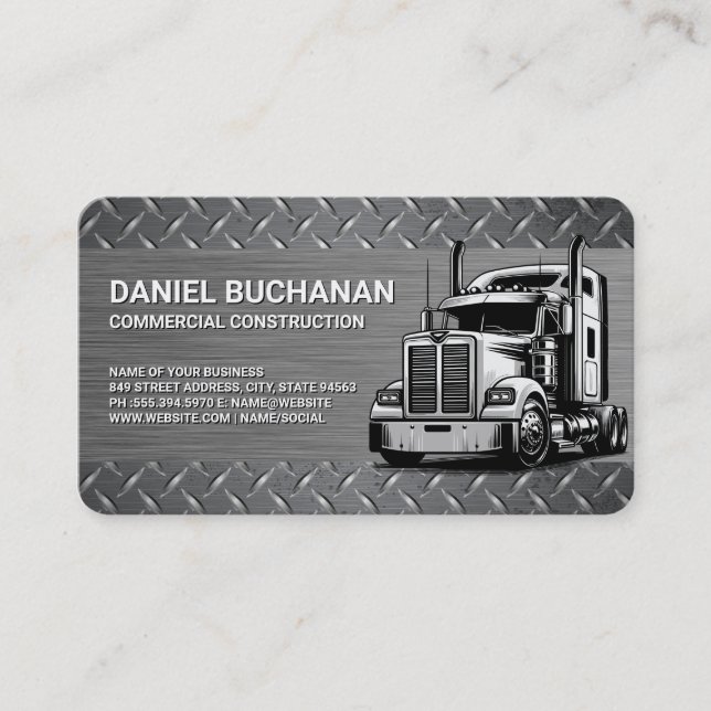 Carte De Visite Poids lourd | 18 roues | Construction | Métal (Devant)