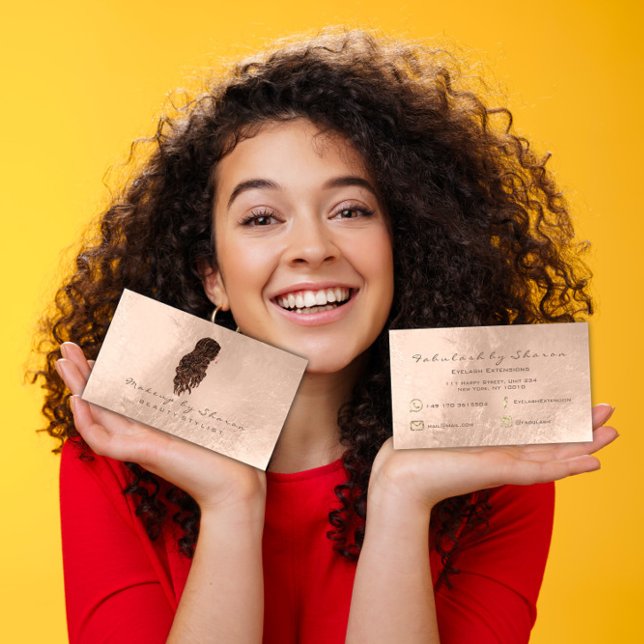 Carte De Visite Poils de maquillage Lashes Sirène ivoire Bronze (Makeup Hair Dresser Lashes Mermaid Ivory Bronze Business Card)