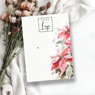 Carte De Visite Poinsettia rouge Florals Logo Porte-Écouteurs
