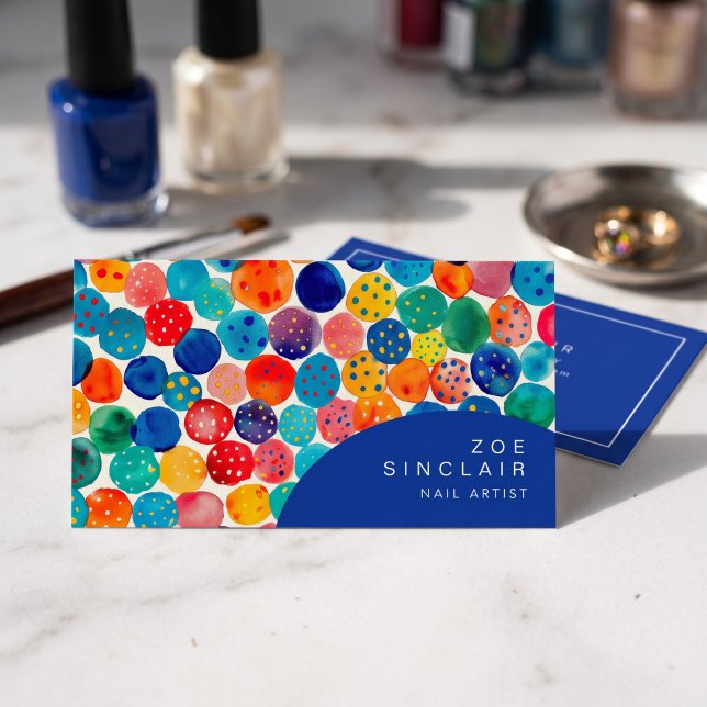 Carte De Visite Point de couleur abstrait (Simulated business cards on table)