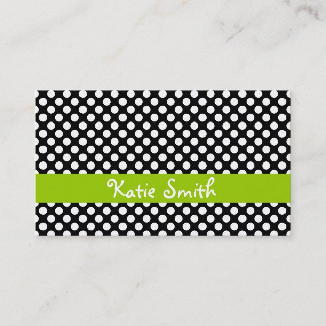 Carte De Visite Point Polka noir et citron vert (Devant)