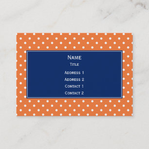 Carte De Visite Pointe Polka blanche orange avec Bleu Royal