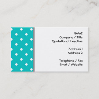 Carte De Visite Points blancs, modèle de point turquoise de polka