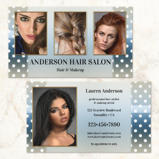 Carte De Visite Points Bleus Dusty Vos Photos Showcase Hair Stylis