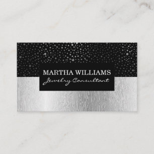 Carte De Visite Points brillants Motif noir   Motif naturel argent